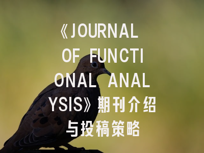 《JOURNAL OF FUNCTIONAL ANALYSIS》期刊介绍与投稿策略