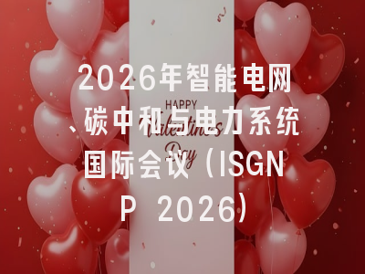 2026年智能电网、碳中和与电力系统国际会议（ISGNP 2026）