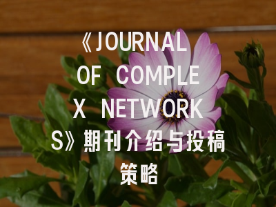 《JOURNAL OF COMPLEX NETWORKS》期刊介绍与投稿策略