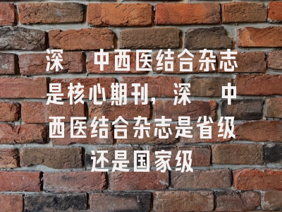 深圳中西医结合杂志是核心期刊,深圳中西医结合杂志是省级还是国家级