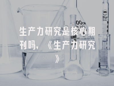 生产力研究是核心期刊吗,《生产力研究》