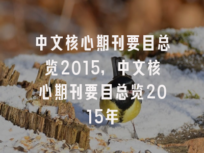 中文核心期刊要目总览2015,中文核心期刊要目总览2015年