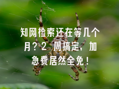 知网检索还在等几个月？2 周搞定，加急费居然全免！