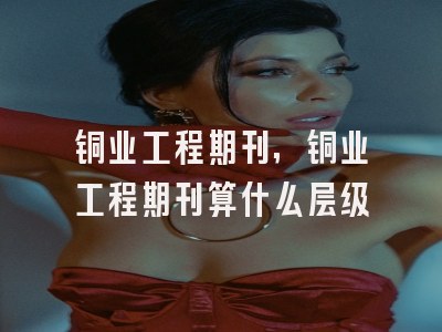 铜业工程期刊,铜业工程期刊算什么层级