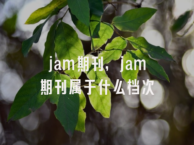 jam期刊,jam期刊属于什么档次