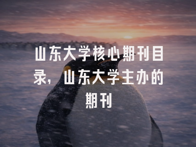 山东大学核心期刊目录,山东大学主办的期刊