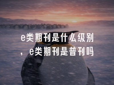 e类期刊是什么级别,e类期刊是普刊吗