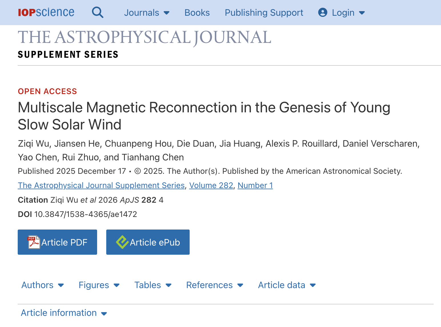 北京大学地球与空间科学学院何建森课题组与合作者利用航天器抵近太阳“先看后探”揭示多尺度磁重联与年轻太阳风形成