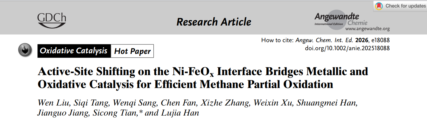 中国农业大学｜工学院韩鲁佳、田思聪教授团队揭示甲烷部分氧化重整金属–氧化物协同催化新机制