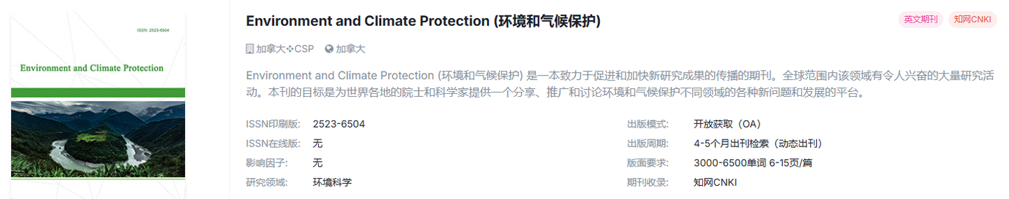【知网检索】环境科学国际期刊