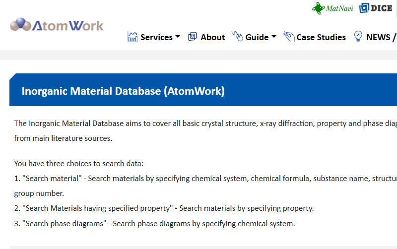 日本国立材料科学研究所晶体数据库
