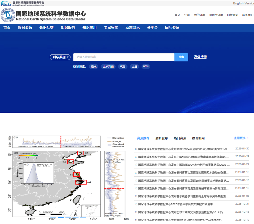国家地球系统科学数据中心首页