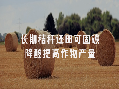 长期秸秆还田可固碳降酸提高作物产量