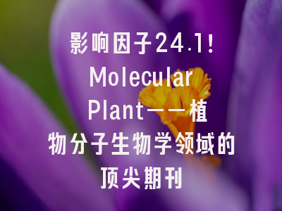 影响因子24.1！Molecular Plant——植物分子生物学领域的顶尖期刊