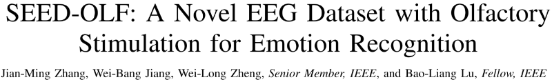 上海交大计算机学院吕宝粮和郑伟龙团队发布嗅觉刺激情绪脑电数据集SEED-OLF