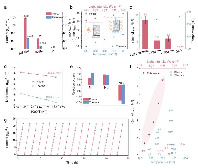 上海交大变革性分子前沿科学中心叶天南团队通过光诱导氮溢流促进AlFe双位点催化剂高效合成氨