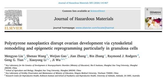 上海交大Bio-X研究院吴际团队揭示聚苯乙烯纳米塑料干扰卵巢发育的新机制