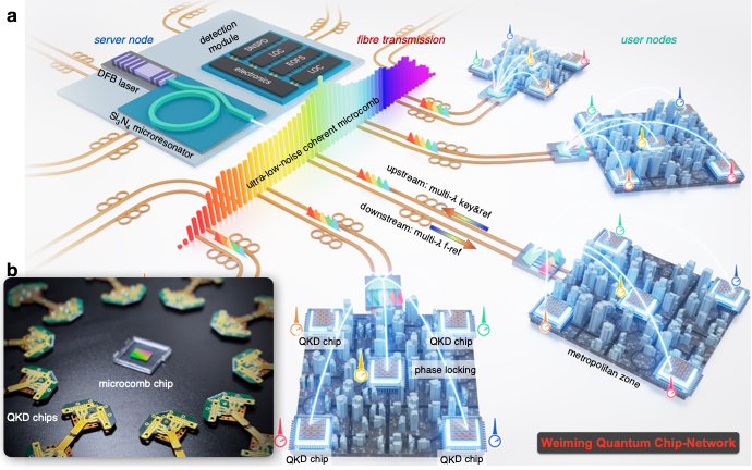 北京大学物理学院王剑威、龚旗煌、常林团队实现首个大规模量子通信芯片网络