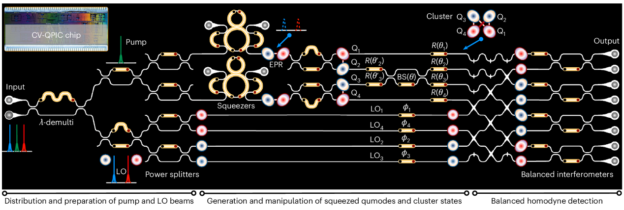 北京大学物理学院王剑威、龚旗煌课题组在单片集成光量子芯片上实现连续变量簇态制备、操控与测量一体化