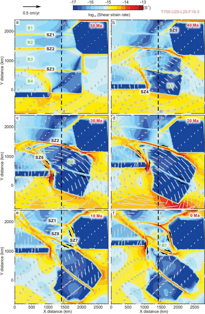 中山大学王洋教授团队在青藏高原东南缘新生代构造演化数值模拟方面取得新进展