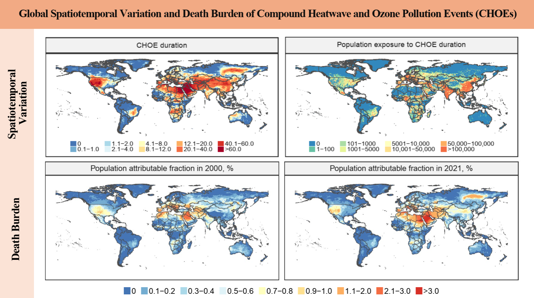 中山大学公共卫生学院刘跃伟教授团队揭示全球热浪-臭氧复合事件的时空分异规律和人群死亡负担
