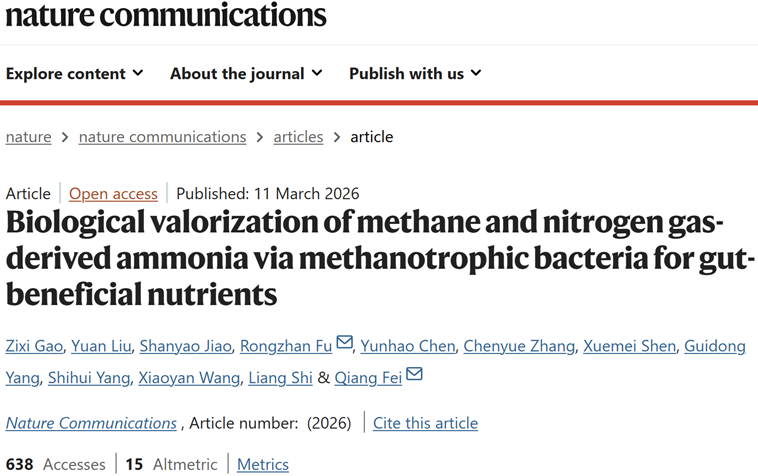 西安交大费强教授团队 在生物转化甲烷与空气氮素合成饲用原料领域取得突破性进展