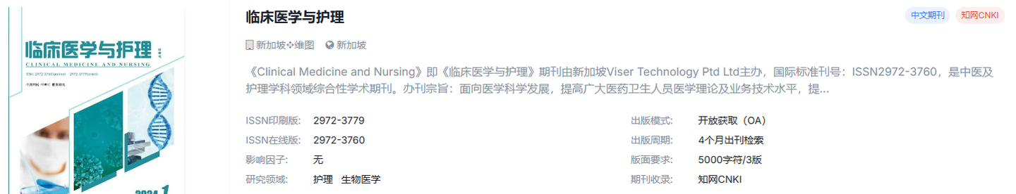 护理方向的国际期刊，稳定检索，审稿超快