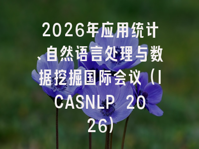 2026年应用统计、自然语言处理与数据挖掘国际会议（ICASNLP 2026）