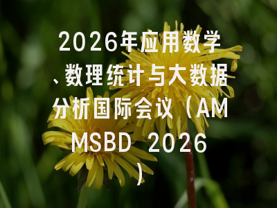 2026年应用数学、数理统计与大数据分析国际会议（AMMSBD 2026）