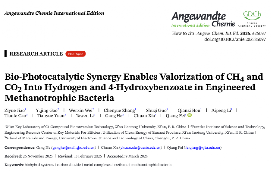 西安交大费强团队在光驱动甲烷与CO2生物制造研究领域取得新进展
