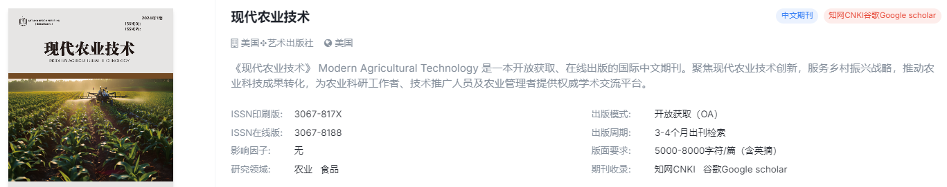 农业国际期刊推荐，超快审稿，稳定检索~~~