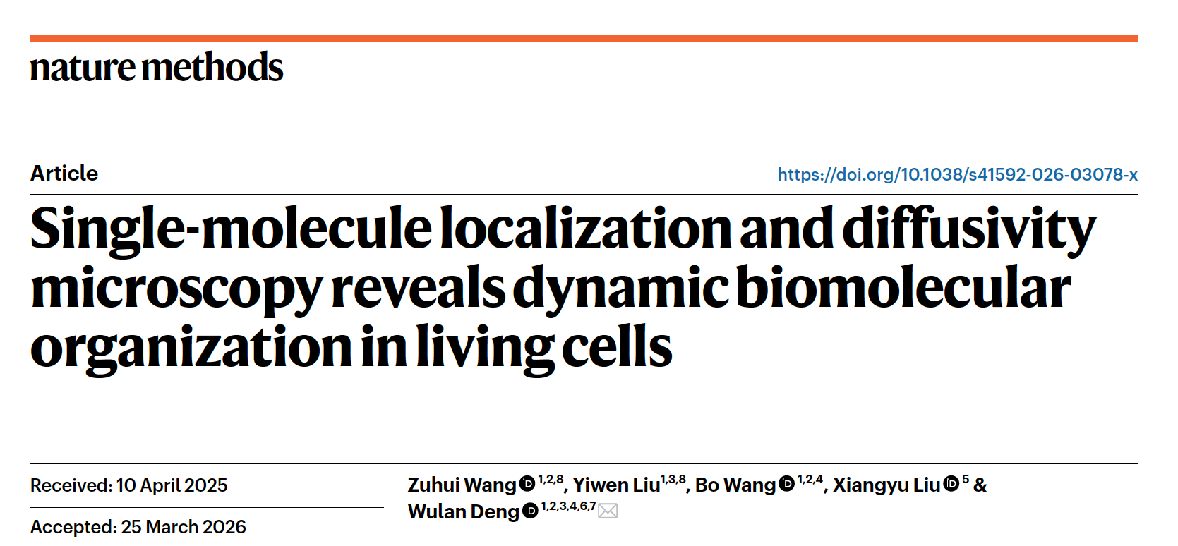 北京大学生物医学前沿创新中心邓伍兰课题组首创SMLDM显微技术,建立“单帧解析动力学”的全新算法范式