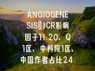 ANGIOGENESIS：JCR影响因子11.20，Q1区，中科院1区，中国作者占比24.6%，速投