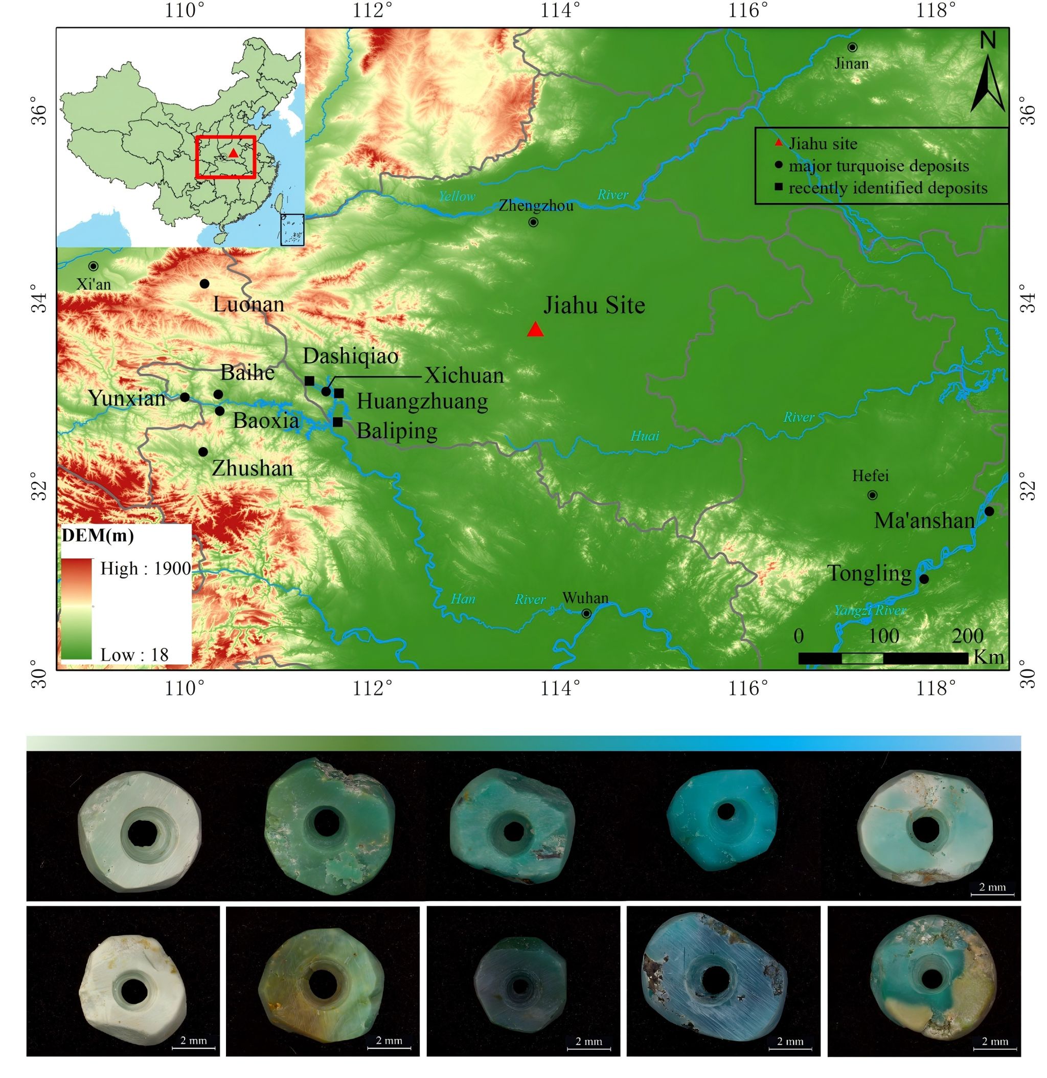 中国科大多元技术分析揭示9000年前贾湖遗址绿松石资源获取网络