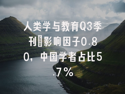 人类学与教育Q3季刊：影响因子0.80，中国学者占比5.7%