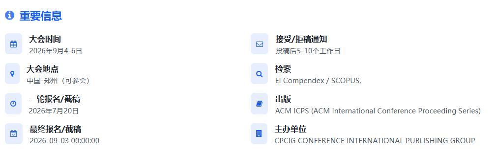 2026 郑州 ACM 会议 GICDSDI 投稿全梳理