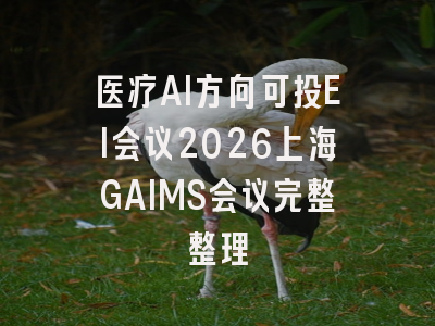医疗AI方向可投EI会议2026上海GAIMS会议完整整理