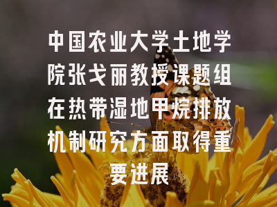 中国农业大学土地学院张戈丽教授课题组在热带湿地甲烷排放机制研究方面取得重要进展