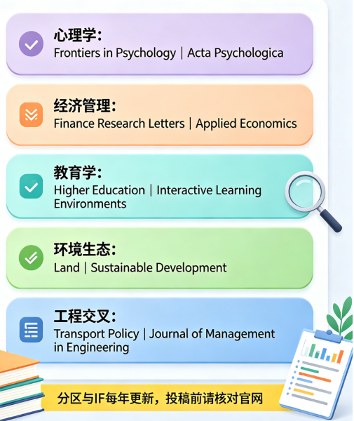 心理 / 经管 / 教育 / 环境 / 工程交叉方向选刊参考