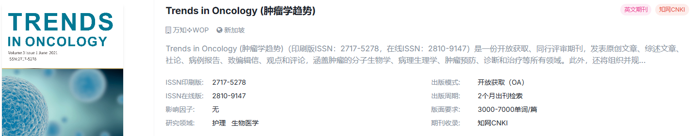 护理方向 OA 外文期刊简单整理