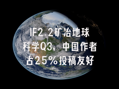 IF2.2矿冶地球科学Q3，中国作者占25%投稿友好